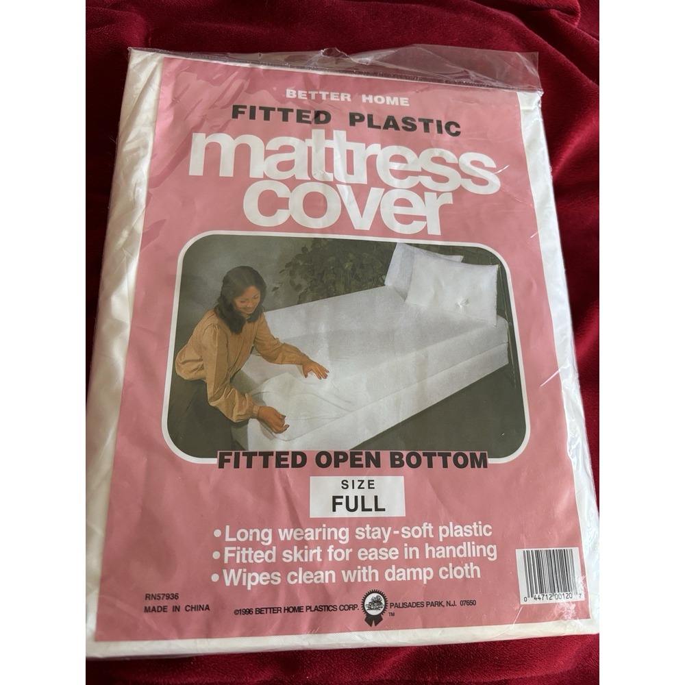 Better Home Fitted Plastic Mattress Cover 1996 Full Size Wipes Clean Original Pk